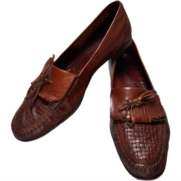 Bruno Magli VTG Portland Brown Leather Kilty Slip-On Shoe SZ 12M